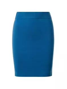 Мини-юбка из смесовой шерсти из натуральной шерсти Akris Punto, цвет medium blue denim