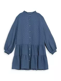 Многоярусное платье с вышивкой для девочки Mini Molly, цвет denim blue