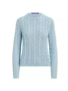 Шелковый свитер косой вязки Ralph Lauren Collection, синий