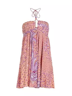 Мини-платье Клаудия Холтер Poupette St Barth, цвет pink banana combo