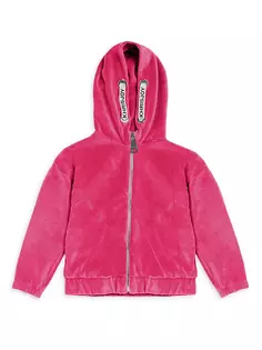 Велюровая спортивная куртка с логотипом для маленьких девочек и девочек Khrisjoy, цвет vibrant pink