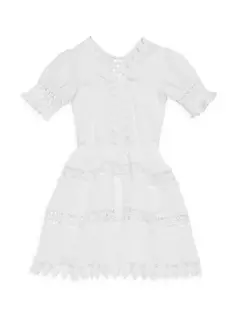 Платье Ora с люверсами для маленьких девочек и девочек Little Peixoto, белый