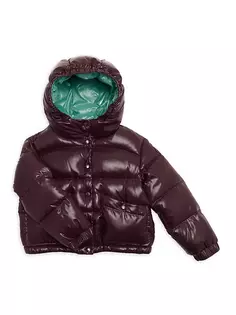 Пуховик Bardanette с капюшоном для маленьких девочек и девочек Moncler, цвет burgundy