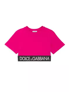 Укороченная футболка с логотипом Little Girl&apos;s &amp; Girl&apos;s Dolce&amp;Gabbana, розовый