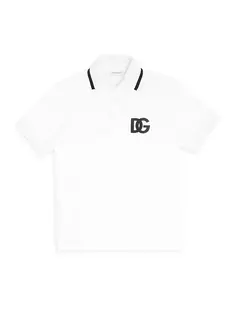 Хлопковая рубашка-поло с логотипом для маленьких мальчиков и мальчиков Dolce&amp;Gabbana, белый