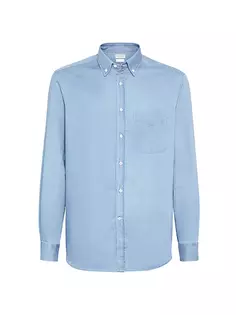 Легкая джинсовая рубашка свободного кроя Brunello Cucinelli, цвет light denim