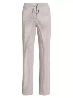 Широкие брюки вязки в рубчик на кулиске Stellae Dux, цвет toast heather