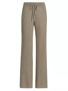 Широкие брюки вязки в рубчик на кулиске Stellae Dux, цвет vintage olive branch
