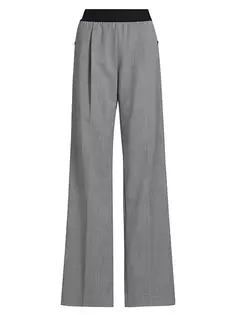 Костюмные брюки из смесовой шерсти без застежки Helmut Lang, черный