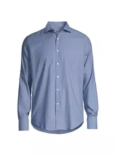 Спортивная рубашка из однотонного хлопка Canali, синий