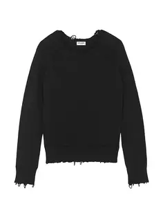 Разрушенный вязаный свитер Saint Laurent, черный