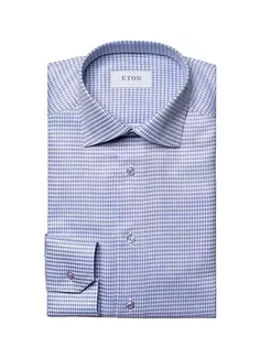 Рубашка из твила с узором «гусиные лапки» современного кроя Eton, фиолетовый