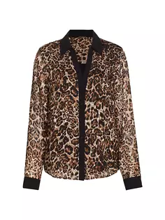 Шелковая блузка Nova с пуговицами спереди Elie Tahari, цвет cheetah burnout