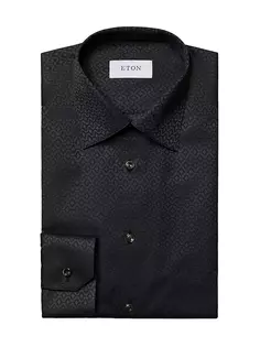 Жаккардовая рубашка современного кроя с цветочным принтом Eton, черный