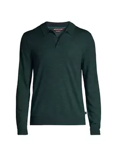 Шерстяная рубашка-поло с длинными рукавами Michael Kors, цвет loden melange