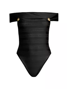 Сплошной купальник с логотипом Balmain, черный