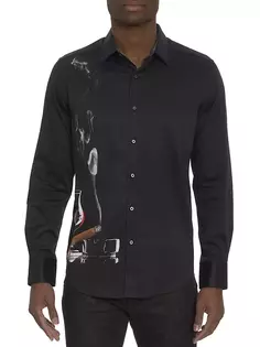 Мужская рубашка с принтом пещеры Robert Graham, черный
