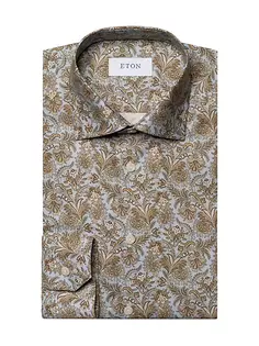 Рубашка из твила современного кроя с узором пейсли Eton, коричневый