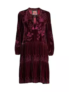 Бархатное многоуровневое платье Ivey с цветочным принтом Johnny Was, баклажан