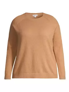 Кашемировый свитер с круглым вырезом больших размеров Minnie Rose, Plus Size, цвет camel