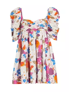 Мини-платье с пышными рукавами и цветочным принтом Swf, цвет patio
