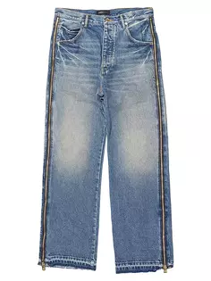Широкие джинсы с боковой молнией Purple Brand, цвет mid indigo