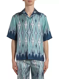 Шелковая рубашка для боулинга Argyle Amiri, цвет aqua