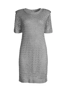 Мини-платье Sinclair с короткими рукавами металлик крючком Milly, цвет silver