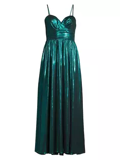Платье миди цвета металлик Shannon со сборками Milly, зеленый