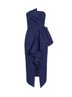 Драпированное платье миди Sia без бретелек Elliatt, темно-синий