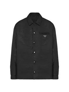 Рубашка с подкладкой из нейлона Prada, черный