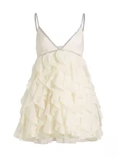 Мини-платье Wilmarie из кружева и кристаллов Alice + Olivia, цвет off white
