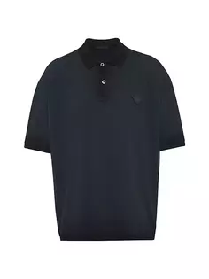 Рубашка-поло из хлопка оверсайз, окрашенного в готовой одежде Prada, черный