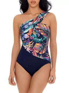 Сплошной купальник Belize Goddess Palm Magicsuit Swim, Plus Size, синий