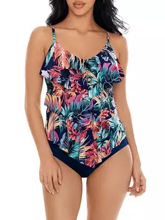 Рита Танкини Топ Magicsuit Swim, Plus Size, синий