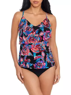 Топ танкини Sonic Blooms Chloe Magicsuit Swim, Plus Size, черный