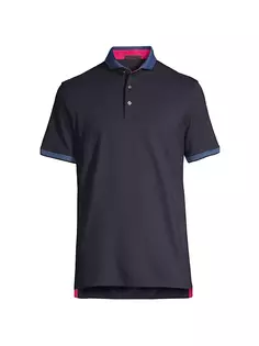 Рубашка-поло из эластичной хлопковой смеси с короткими рукавами Greyson, цвет canal