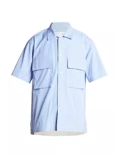 Рубашка из поплина Thomas Mason Sacai, цвет light blue stripe