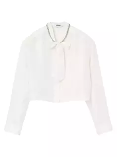 Короткая шелковая рубашка Sandro, цвет natural