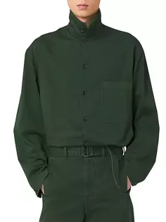Рубашка с воротником-стойкой Lemaire, темно-зеленый