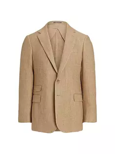 Спортивное пальто Kent на двух пуговицах из смеси шелка и льна Ralph Lauren Purple Label, коричневый