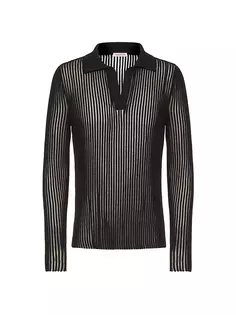 Хлопковая трикотажная рубашка-поло с длинными рукавами Valentino Garavani, черный