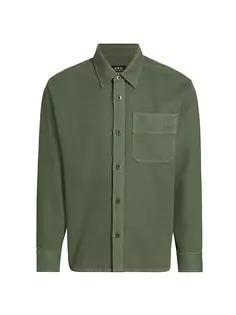 Джинсовая рубашка на пуговицах спереди A.P.C., цвет forest green