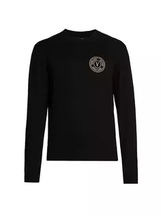 Хлопковый свитер с логотипом Versace Jeans Couture, черный