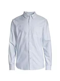 Полосатая оксфордская рубашка узкого кроя Club Monaco, цвет blue stripe