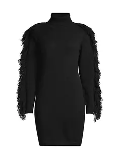 Платье-свитер Rowe с рукавами бахромой Milly, черный