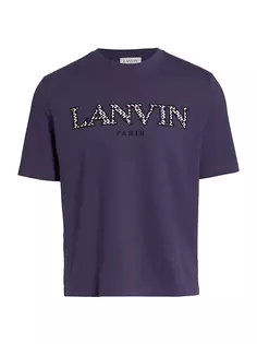 Хлопковая футболка с логотипом Lanvin, фиолетовый