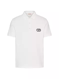 Рубашка-поло из хлопкового пике с фирменной нашивкой-логотипом Valentino Garavani, белый