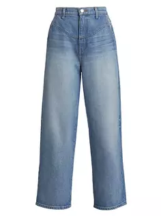 Джинсы-бочонки с изогнутой кокеткой Brandon Maxwell, цвет medium wash