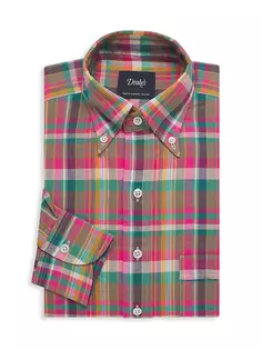 Рубашка на пуговицах в клетку Madras Drake&apos;S, цвет pink green Drakes